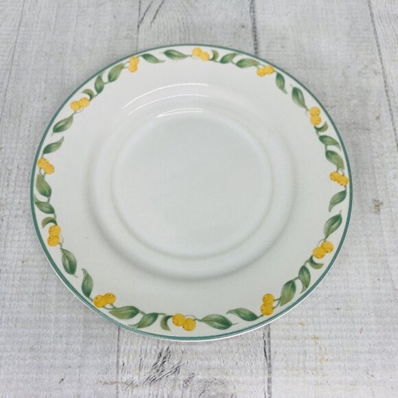 Julie Pople Avon COUNTRY FRUIT COLLECTION Porcelain Lemon Rim Saucers Set of 4 - Picture 8 of 16